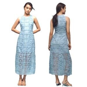 Endless Rose Sky Blue Crochet Midi Dress